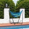 Sunnydaze Hanging Hammock Chair with Space-Saving Stand for Indoor or Outdoor Use – 330-Pound Capacity – Sunset(Ocean Breeze)