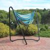 Sunnydaze Hanging Hammock Chair with Space-Saving Stand for Indoor or Outdoor Use – 330-Pound Capacity – Sunset(Ocean Breeze)