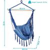 Sunnydaze Indoor or Outdoor Hanging Hammock Chair with Cushions – Fabric with Tassels – 265-Pound Capacity – Cornflower Stripes
