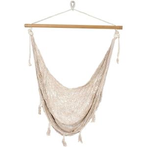 Sunnydaze Mayan Hanging Hammock Chair – Extra Large Woven Rope Outdoor Hammock – 330-Pound Capacity – Natural(50 in)