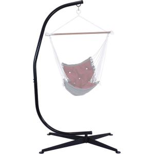 Sunnydaze Steel C-Stand for Hanging Hammock Chair – Indoor or Outdoor Use – Durable 300-Pound Capacity – Black