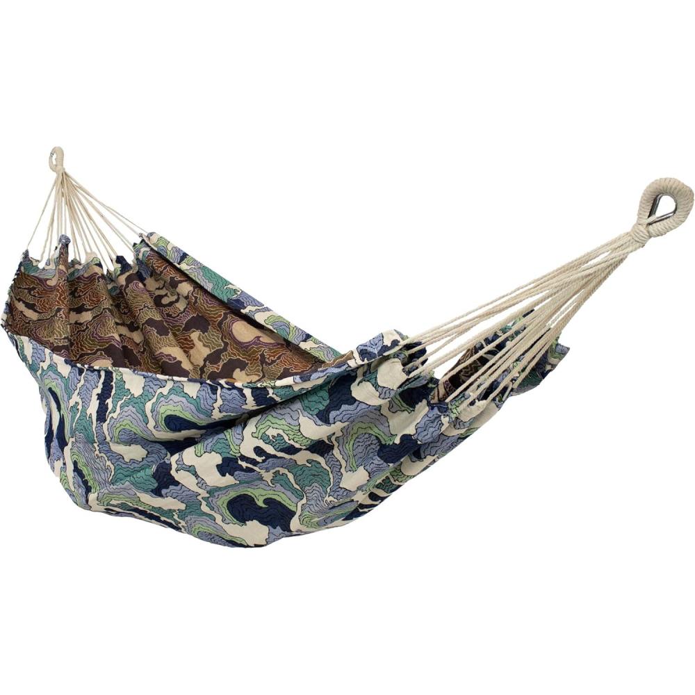 image:imageSunnydaze Jacquard Double Hammock  Large 2Person Hammock for Outdoors  Geometric JumbleWhitecapped Waves