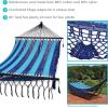 Sunnydaze Deluxe Handwoven American Style Cotton Hammock -770-Pound Weight Capacity – Blue(Blue)