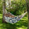 Sunnydaze Jacquard Double Hammock – Large 2-Person Hammock for Outdoors – Geometric Jumble(White-capped Waves)