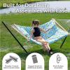 Sunnydaze Rope Hammock with Stand for Outside- 275-Pound Capacity – Includes 12-Foot Hammock Stand, Spreader Bar, Pad, and Pillow – Modern Lines(Blue & Green Chevron)