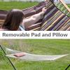 Sunnydaze Rope Hammock with Stand for Outside- 275-Pound Capacity – Includes 12-Foot Hammock Stand, Spreader Bar, Pad, and Pillow – Modern Lines(Desert Stripe)