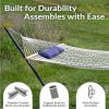 Sunnydaze Rope Hammock with Stand for Outside- 275-Pound Capacity – Includes 12-Foot Hammock Stand, Spreader Bar, Pad, and Pillow – Modern Lines(Lakeview)