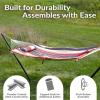 Sunnydaze Rope Hammock with Stand for Outside- 275-Pound Capacity – Includes 12-Foot Hammock Stand, Spreader Bar, Pad, and Pillow – Modern Lines(Modern Lines)