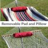 Sunnydaze Rope Hammock with Stand for Outside- 275-Pound Capacity – Includes 12-Foot Hammock Stand, Spreader Bar, Pad, and Pillow – Modern Lines(Modern Lines)