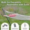 Sunnydaze Rope Hammock with Stand for Outside- 275-Pound Capacity – Includes 12-Foot Hammock Stand, Spreader Bar, Pad, and Pillow – Modern Lines(Royal Red)