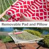 Sunnydaze Rope Hammock with Stand for Outside- 275-Pound Capacity – Includes 12-Foot Hammock Stand, Spreader Bar, Pad, and Pillow – Modern Lines(Royal Red)