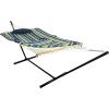 Sunnydaze Rope Hammock with Stand for Outside- 275-Pound Capacity – Includes 12-Foot Hammock Stand, Spreader Bar, Pad, and Pillow – Modern Lines(Lakeview)
