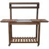Sunnydaze Wheeled Garden Potting Bench with Sink – Outdoor Potting Table – Garden Table with Planting Station and Hooks – Brown