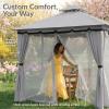 Sunnydaze 10×10 Soft Top Patio Gazebo – Outdoor Gazebo Canopy with Privacy Curtains and Screens for Backyard – Steel Frame – Gray