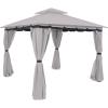 Sunnydaze 10×10 Soft Top Patio Gazebo – Outdoor Gazebo Canopy with Privacy Curtains and Screens for Backyard – Steel Frame – Gray