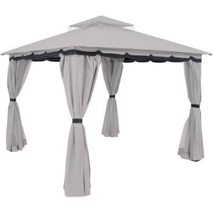Sunnydaze 10×10 Soft Top Patio Gazebo – Outdoor Gazebo Canopy with Privacy Curtains and Screens for Backyard – Steel Frame – Gray