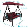 Sunnydaze 3-Person Patio Swing with Side Tables – Adjustable Tilt Canopy – 600 lb Capacity – Steel and Polyester – Merlot