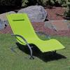 Sunnydaze Outdoor Rocking Wave Lounger with Pillow – Patio and Lawn Lounge Chair Rocker – Green(Green)