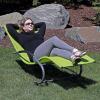 Sunnydaze Outdoor Rocking Wave Lounger with Pillow – Patio and Lawn Lounge Chair Rocker – Green(Green)