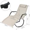 Sunnydaze Rocking Chaise Lounge Chair with Headrest Pillow, Outdoor Folding Patio Lounger, Beige, Set of 2