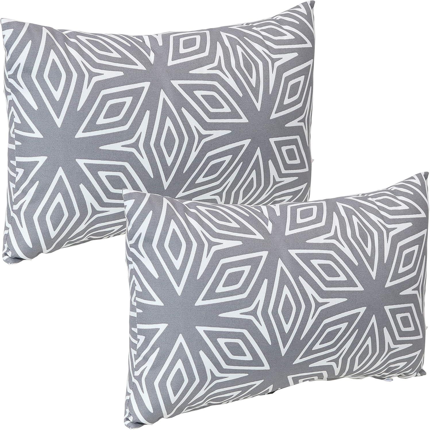 image:imageSunnydaze Indoor and Outdoor Decorative Throw Pillow Covers Covers ONLY Set of 2 Square Pillow Covers Zipper Closures WeatherResistant Polyester Chevron Bliss 17 x 17 InchesGray Geometric
