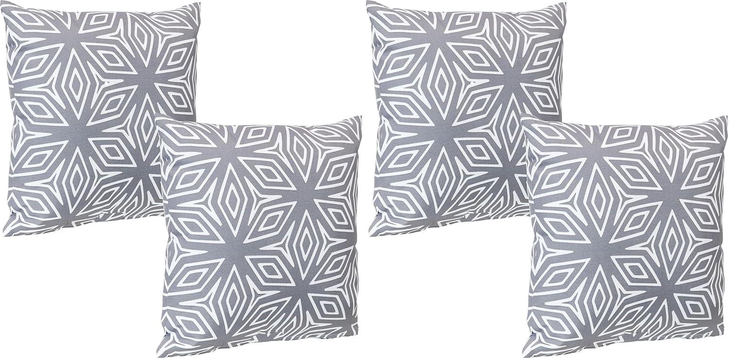 image:imageSunnydaze Indoor and Outdoor Decorative Throw Pillow Covers Covers ONLY Set of 2 Square Pillow Covers Zipper Closures WeatherResistant Polyester Chevron Bliss 17 x 17 InchesGray Geometric