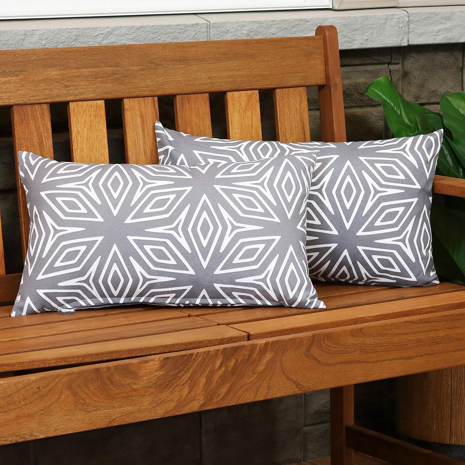 image:imageSunnydaze Indoor and Outdoor Decorative Throw Pillow Covers Covers ONLY Set of 2 Square Pillow Covers Zipper Closures WeatherResistant Polyester Chevron Bliss 17 x 17 InchesGray Geometric