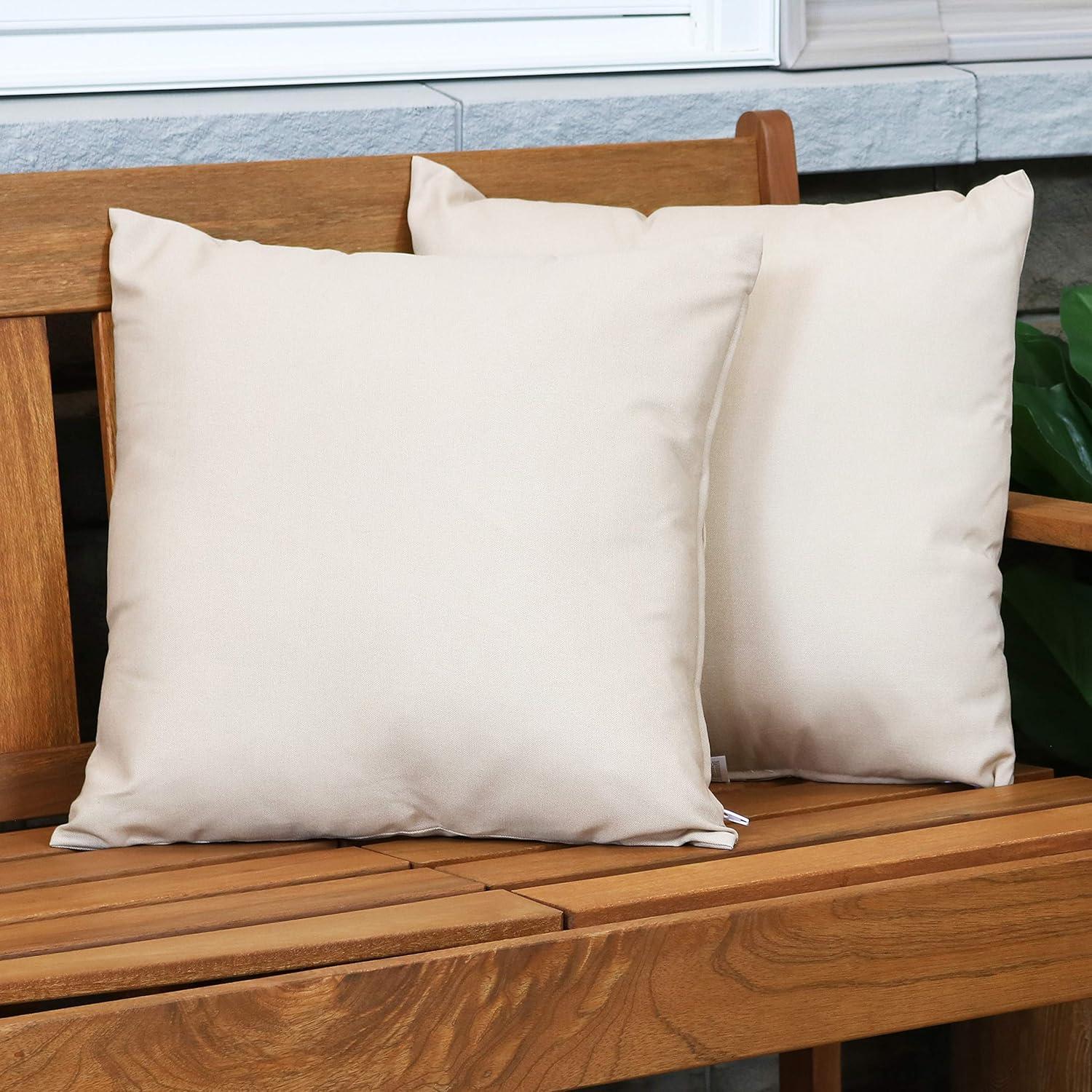 image:imageSunnydaze Indoor and Outdoor Decorative Throw Pillows Set of 2 with Zipper Closures and Inserts 17Inch Square Patio Furniture Accents WeatherResistant Polyester Chevron BlissBeige