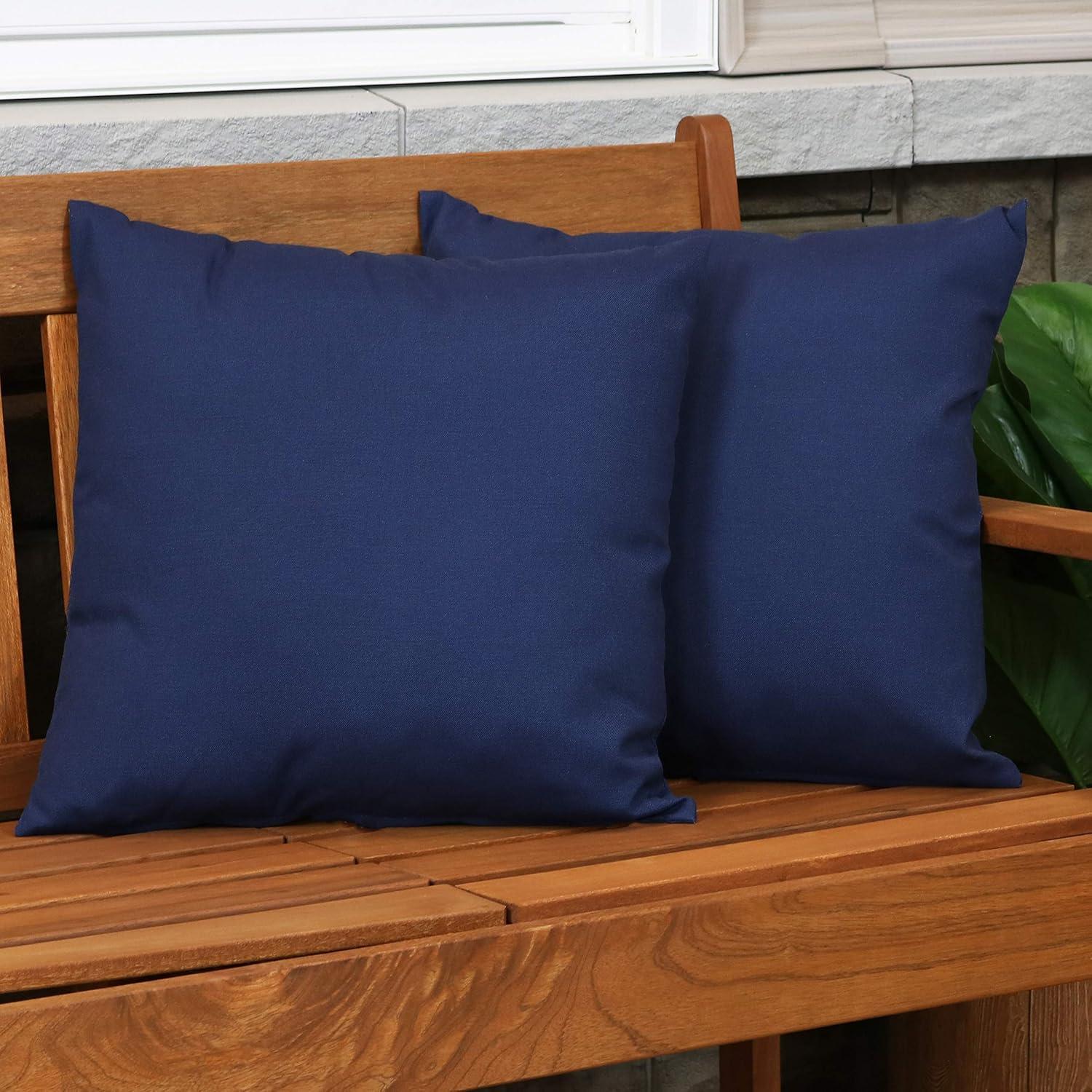 image:imageSunnydaze Indoor and Outdoor Decorative Throw Pillows Set of 2 with Zipper Closures and Inserts 17Inch Square Patio Furniture Accents WeatherResistant Polyester Chevron BlissNavy