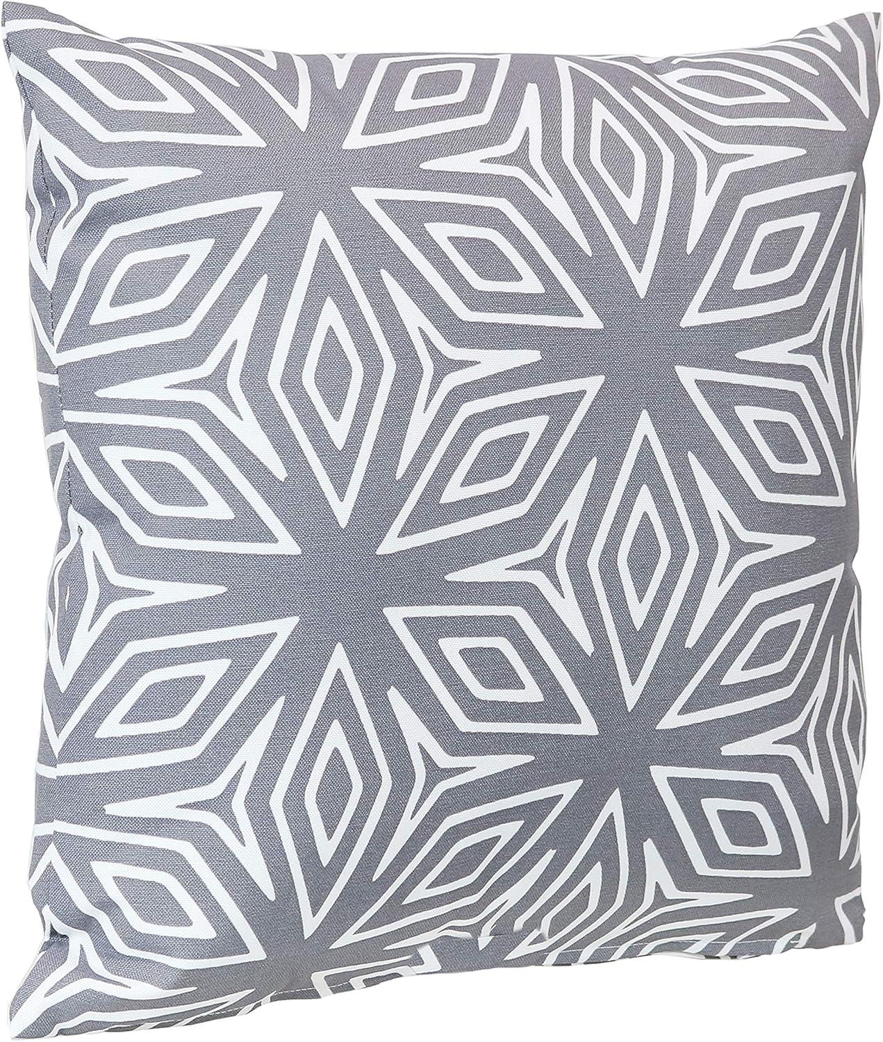 image:imageSunnydaze Indoor and Outdoor Decorative Throw Pillows Set of 2 with Zipper Closures and Inserts 17Inch Square Patio Furniture Accents WeatherResistant Polyester Chevron BlissGray Geometric