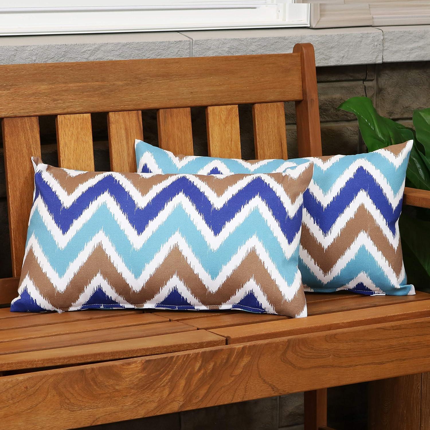 image:imageSunnydaze Indoor and Outdoor Decorative Throw Pillows Set of 2 with Zipper Closures and Inserts 17Inch Square Patio Furniture Accents WeatherResistant Polyester Chevron BlissChevron Bliss