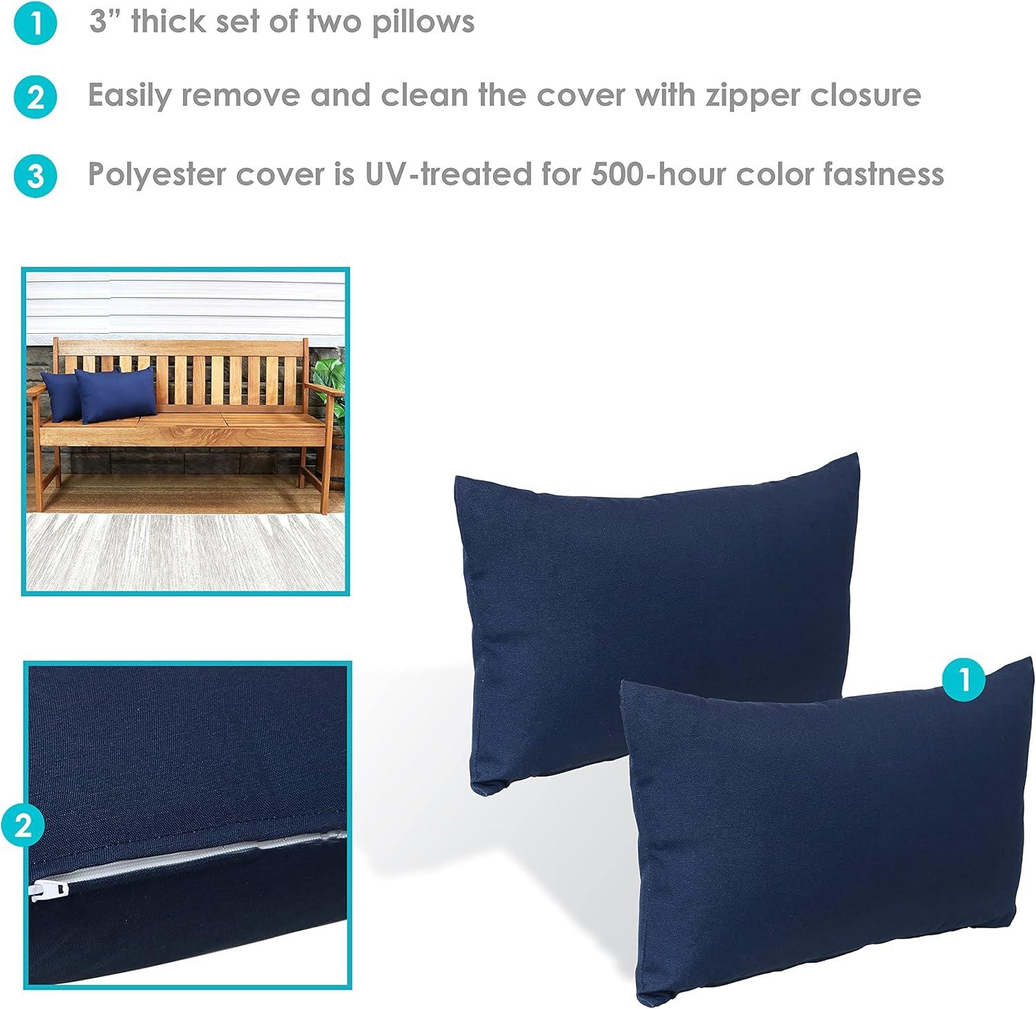 image:imageSunnydaze Indoor and Outdoor Decorative Throw Pillows Set of 2 with Zipper Closures and Inserts 17Inch Square Patio Furniture Accents WeatherResistant Polyester Chevron BlissNavy