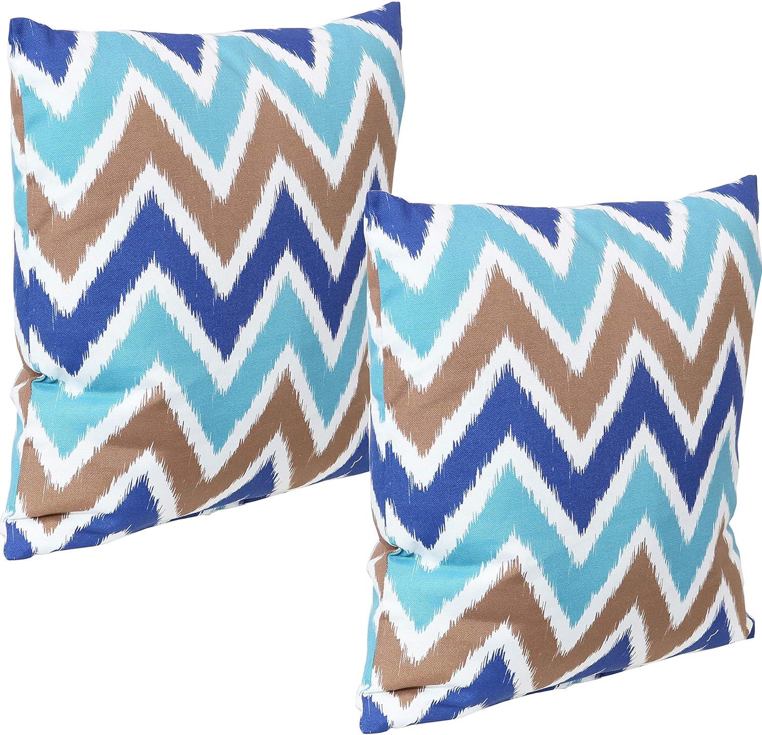 image:imageSunnydaze Indoor and Outdoor Decorative Throw Pillows Set of 2 with Zipper Closures and Inserts 17Inch Square Patio Furniture Accents WeatherResistant Polyester Chevron BlissChevron Bliss