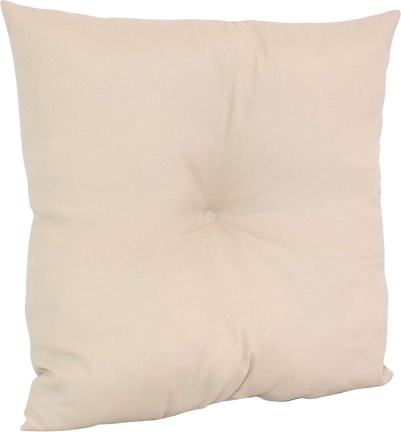image:imageSunnydaze Tufted Indoor and Outdoor Decorative Throw Pillows 19Inch Square Patio Cushions Set of 2 WeatherResistant Polyester BeachBound StripeBeige