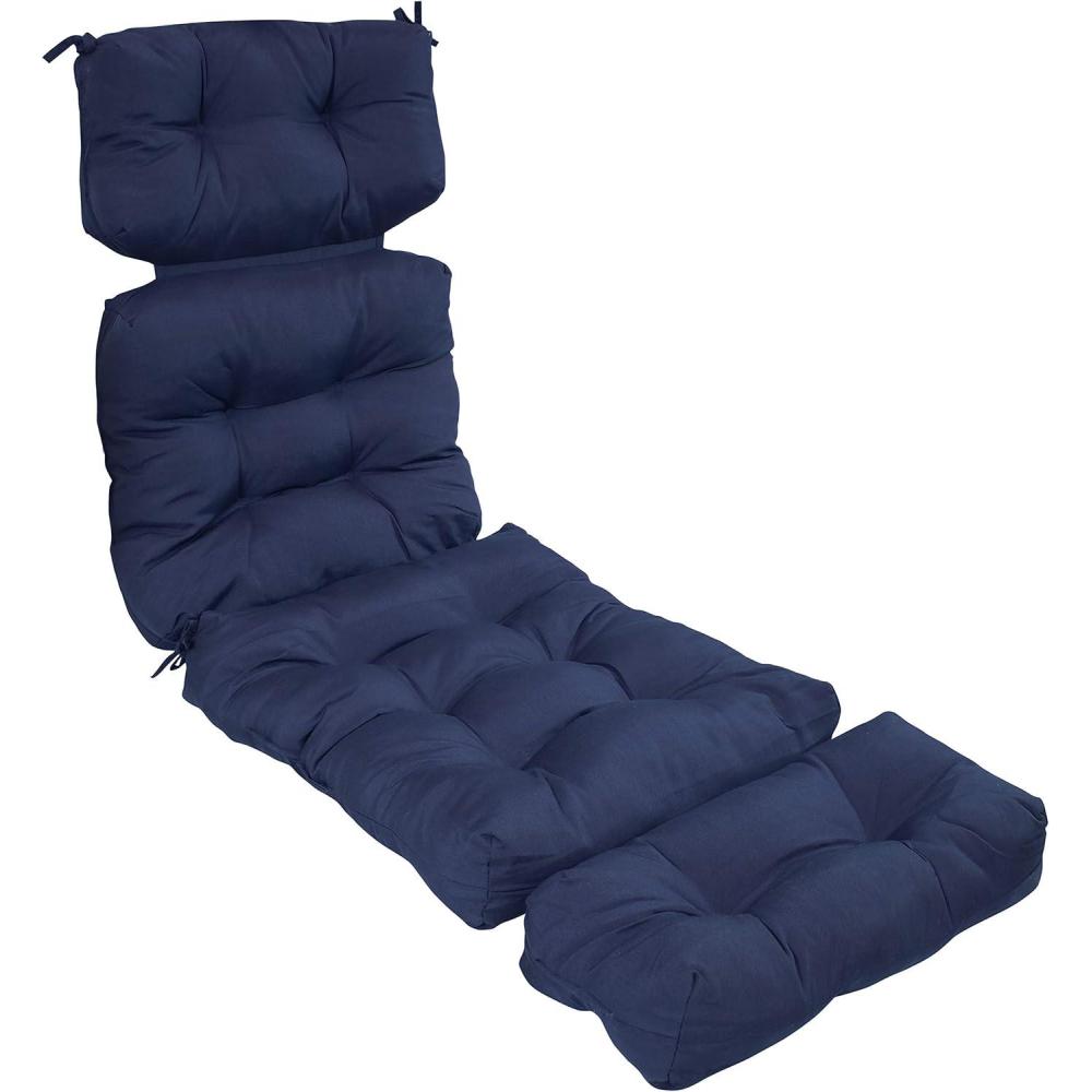image:imageSunnydaze 75Inch 300 D Olefin Tufted Outdoor Chaise Lounge Chair Cushion with Polyester Fill BlueBlue