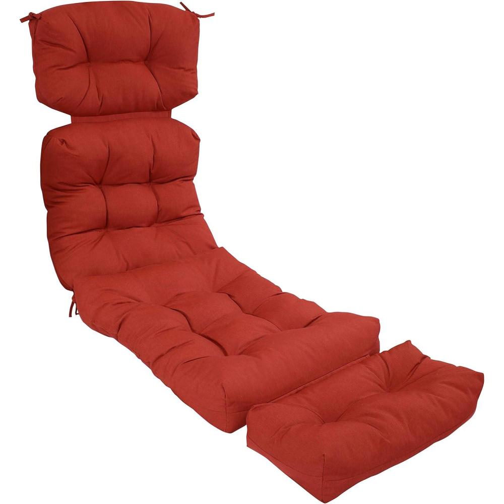 image:imageSunnydaze 75Inch 300 D Olefin Tufted Outdoor Chaise Lounge Chair Cushion with Polyester Fill  BlueRed