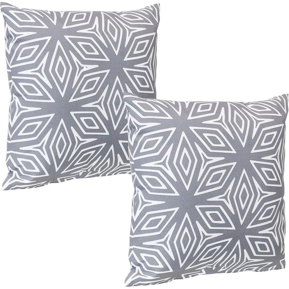 image:imageSunnydaze Indoor and Outdoor Decorative Throw Pillow Covers  Covers ONLY  Set of 2 Square Pillow Covers  Zipper Closures  WeatherResistant Polyester  Chevron Bliss  17 x 17 InchesGray Geometric