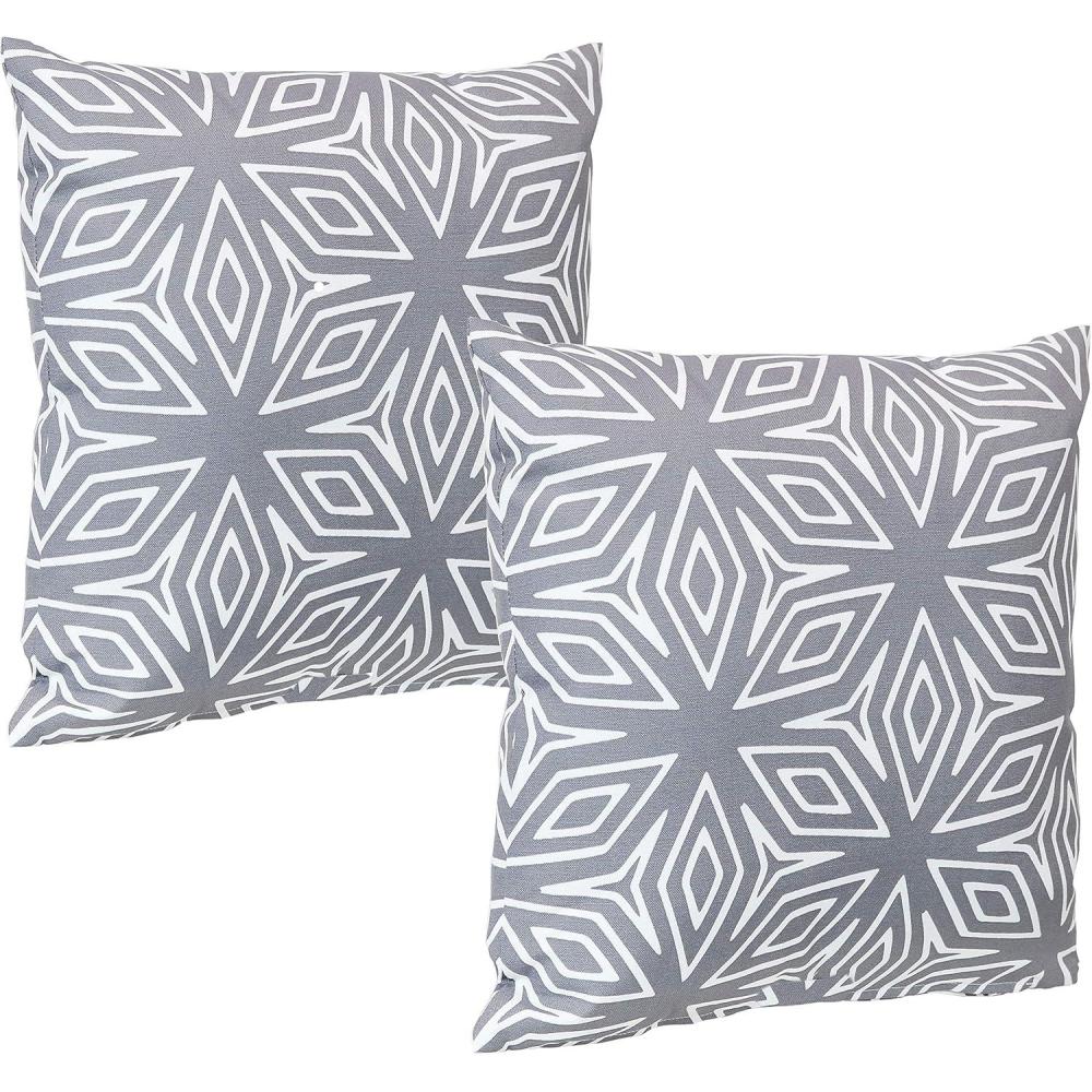 image:imageSunnydaze Indoor and Outdoor Decorative Throw Pillows Set of 2 with Zipper Closures and Inserts 17Inch Square Patio Furniture Accents WeatherResistant Polyester Chevron BlissGray Geometric