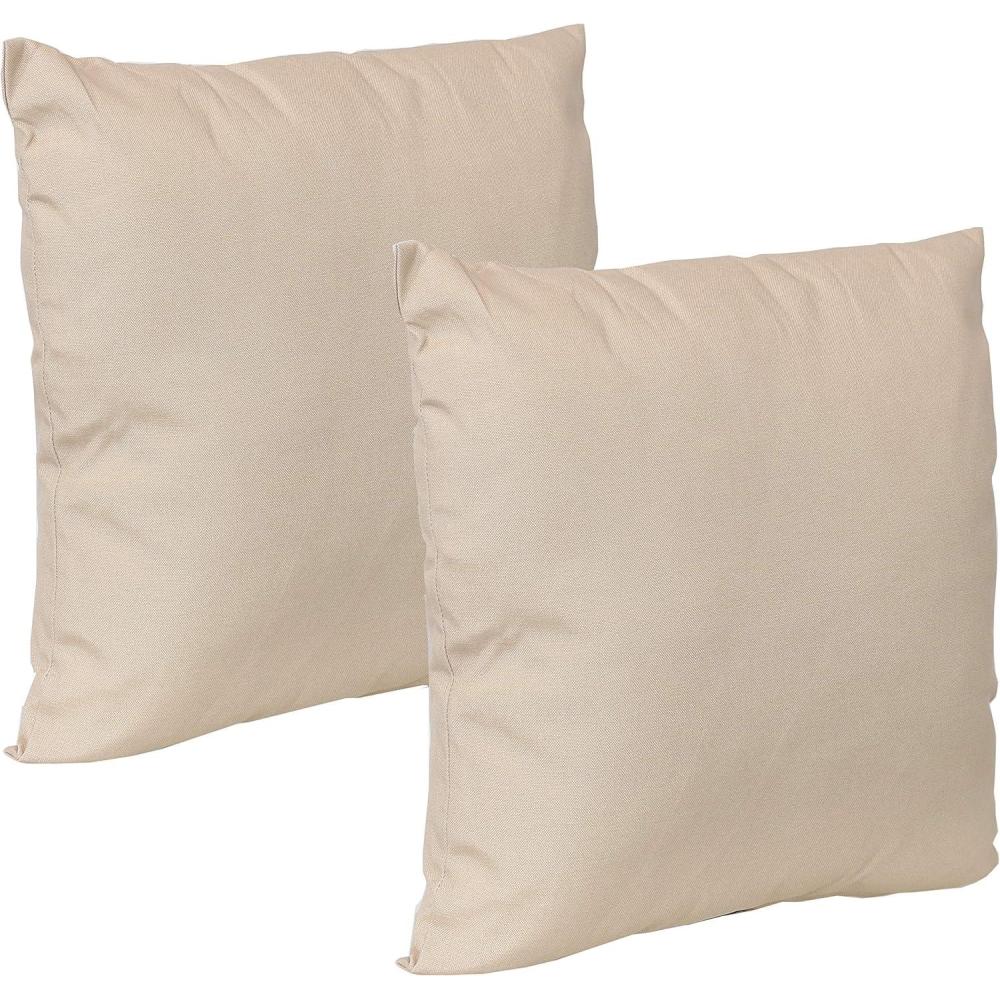 image:imageSunnydaze Indoor and Outdoor Decorative Throw Pillows Set of 2 with Zipper Closures and Inserts  17Inch Square Patio Furniture Accents  WeatherResistant Polyester  Chevron BlissBeige