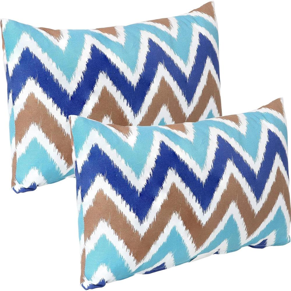 image:imageSunnydaze Indoor and Outdoor Decorative Throw Pillows Set of 2 with Zipper Closures and Inserts 17Inch Square Patio Furniture Accents WeatherResistant Polyester Chevron BlissChevron Bliss