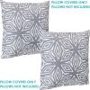 Sunnydaze Indoor and Outdoor Decorative Throw Pillow Covers – Covers ONLY – Set of 2 Square Pillow Covers – Zipper Closures – Weather-Resistant Polyester – Chevron Bliss – 17 x 17 Inches(Gray Geometric)