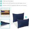 Sunnydaze Indoor and Outdoor Decorative Throw Pillow Covers – Covers ONLY – Set of 2 Square Pillow Covers – Zipper Closures – Weather-Resistant Polyester – Chevron Bliss – 17 x 17 Inches(Navy)