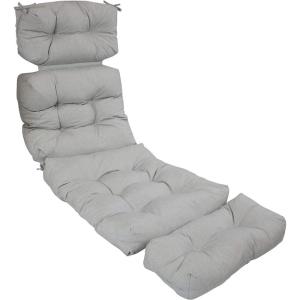 Sunnydaze 75-Inch 300 D Olefin Tufted Outdoor Chaise Lounge Chair Cushion with Polyester Fill – Blue(Gray)
