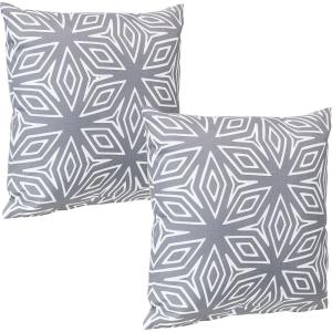 Sunnydaze Indoor and Outdoor Decorative Throw Pillow Covers – Covers ONLY – Set of 2 Square Pillow Covers – Zipper Closures – Weather-Resistant Polyester – Chevron Bliss – 17 x 17 Inches(Gray Geometric)