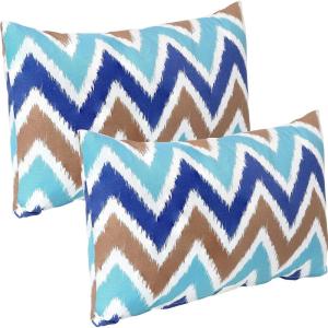 Sunnydaze Indoor and Outdoor Decorative Throw Pillows Set of 2 with Zipper Closures and Inserts – 17-Inch Square Patio Furniture Accents – Weather-Resistant Polyester – Chevron Bliss(Chevron Bliss)