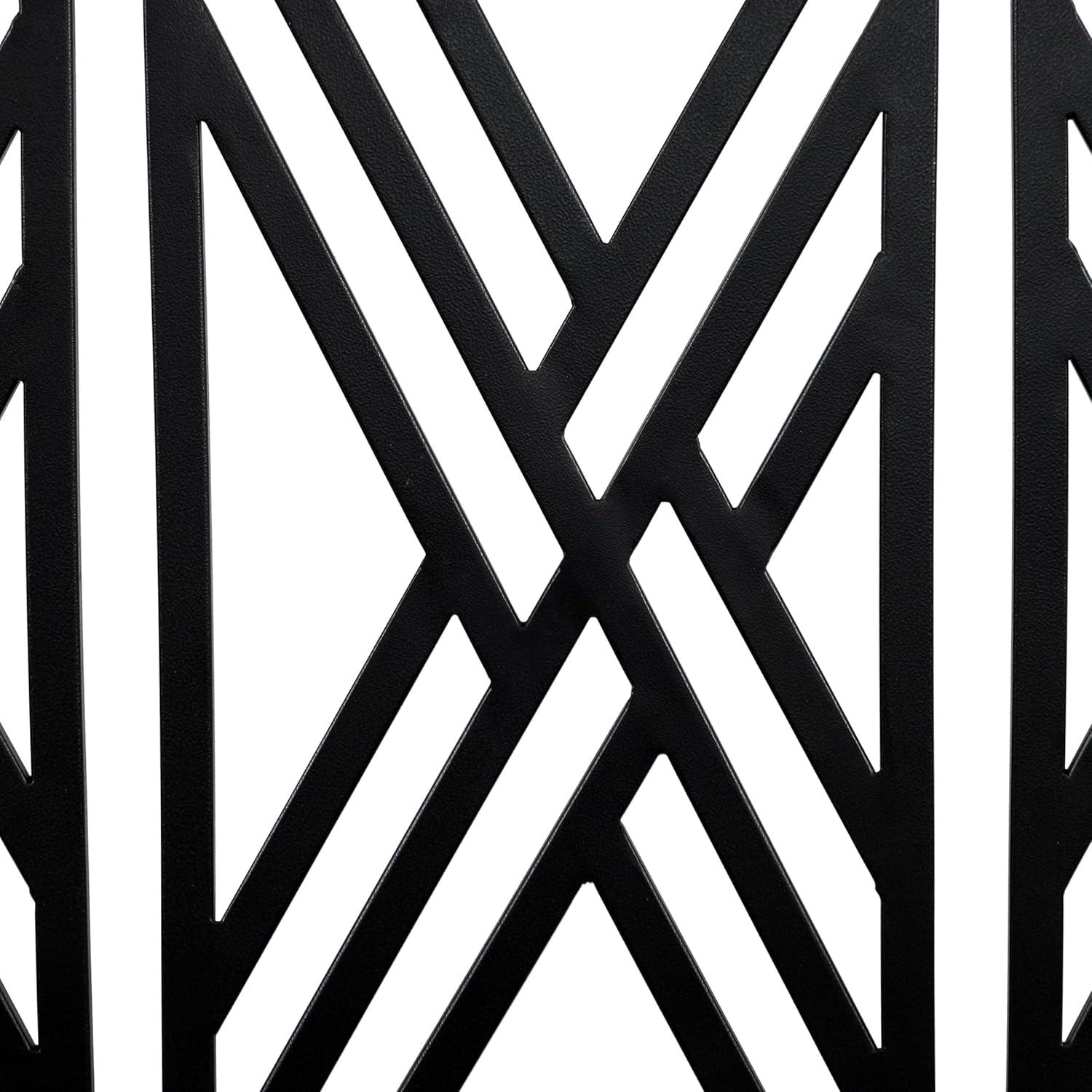 image:imageSunnydaze 2Person Outdoor Garden Bench Geometric Lattice Iron Patio Bench Black 42 W