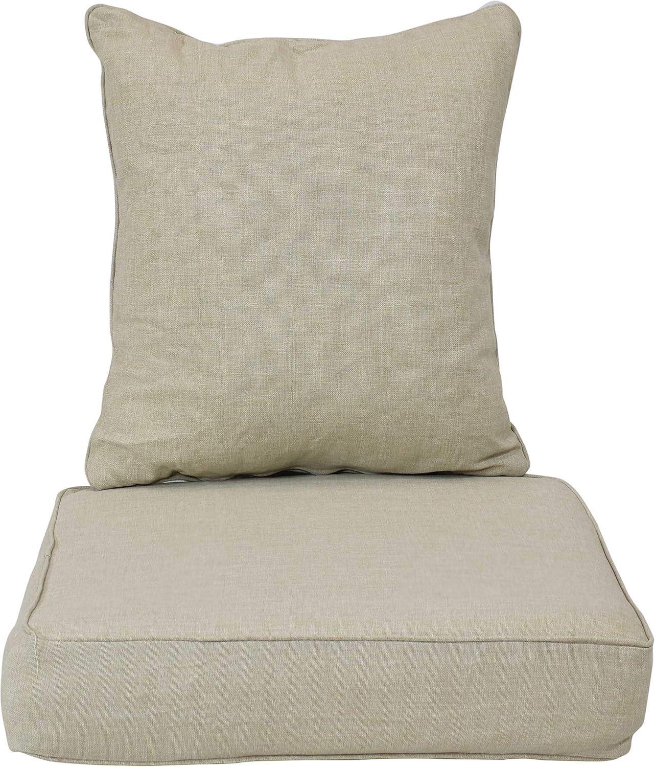 image:imageSunnydaze 2Piece IndoorOutdoor Back and Seat Cushion Set for Deep Seating Patio Chair GrayBeige
