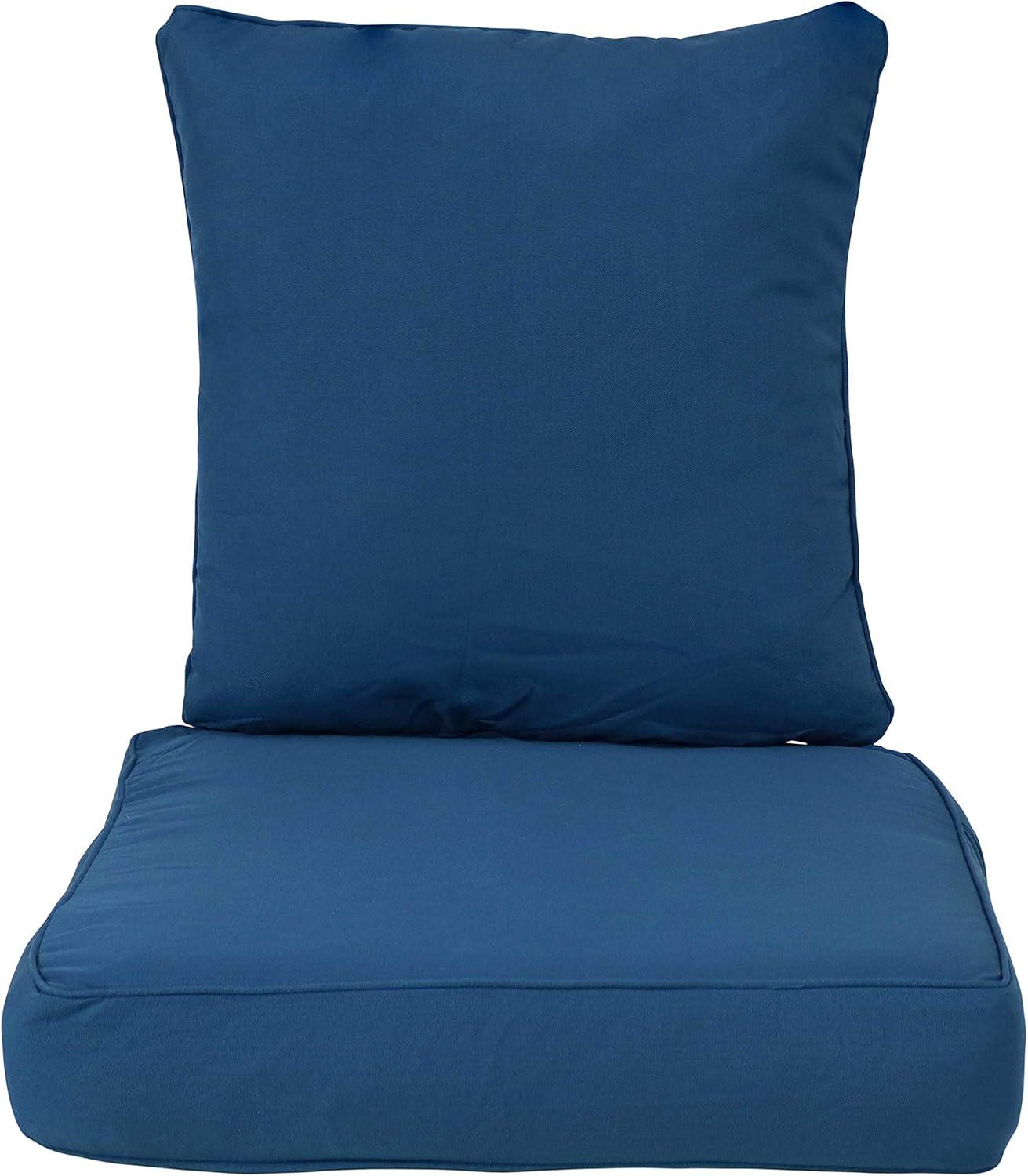image:imageSunnydaze 2Piece IndoorOutdoor Back and Seat Cushion Set for Deep Seating Patio Chair GrayBlue