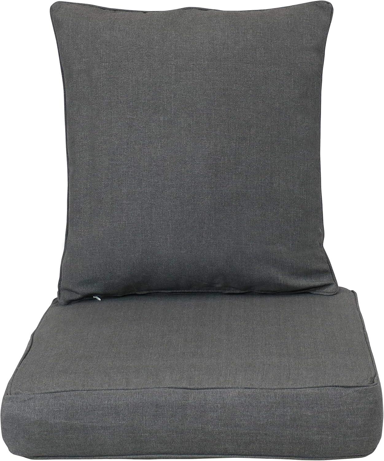image:imageSunnydaze 2Piece IndoorOutdoor Back and Seat Cushion Set for Deep Seating Patio Chair GrayGray