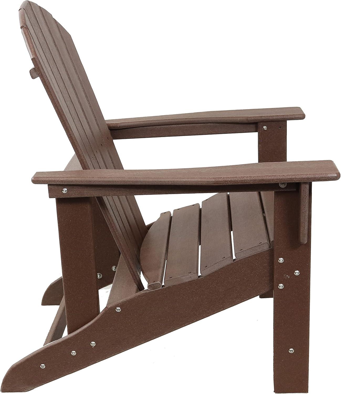 image:imageSunnydaze AllWeather Upright Adirondack Chair for Patio or Yard 300Pound Capacity 3825Inch BrownBrown